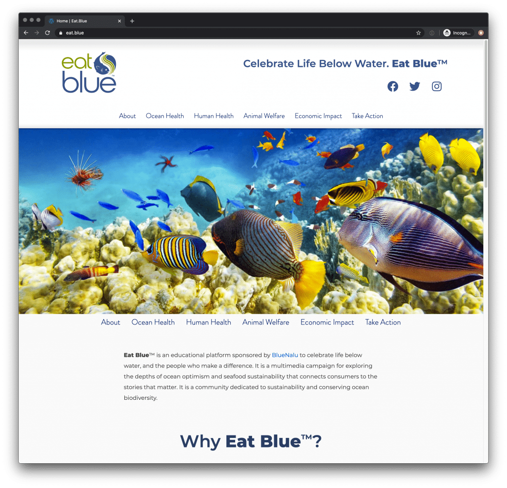 Eat.Blue Home page